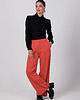 spodnie materiałowe damskie Spodnie z przeszyciami na nogawkach-ceglaste(B-275)