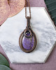 wisiory Miedziany wisiorek wire wrapping z purpurytem i ametystem #479