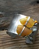 bransoletki wire wrapping Bursztyny mleczne z perłą -  bransoleta mankiet CUFF