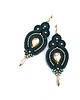 kolczyki soutache Verra kolczyki sutasz złoto zielone wiszące z kryształkami
