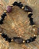 bransoletki z kamieni naturalnych BRANSOLETKA - AMULET - Czarne turmaliny, onyks, złote kulki