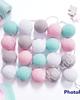 dekoracje świetlne Lampki Cotton Balls 20 led miętowo-różowe, świecące kule na baterie