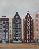 figurki i rzeźby Komplet 4 szt - drewniane domki ręcznie malowane AMSTERDAM