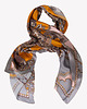 szale damskie Szal jedwabny damski  brązowy z motywem orientalnym 55 cm x 170 cm
