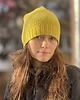 czapki damskie Przejściowa czapka  Marmurka bawełna z merynosem żółta