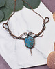 kolie Miedziany naszyjnik wire wrapping z turkusem #488