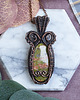 wisiory Miedziany wisiorek wire wrapping z unakitem #522