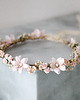 Ślubne ozdoby do włosów Wianek z gipsówki i różowych kwiatów
