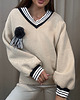 bluza bez kaptura damska Bluza z broszką Beige