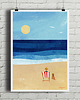 plakaty Nad morzem z psem - plakat fine art