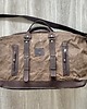 torby podróżne Duża brązowa torba podróżna ze skóry i bawełny woskowanej Vintage.