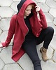 bluza z kapturem damska Bluza damska,płaszcz damski asymetryczny z kapturem kolor bordowy