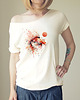 t-shirt damskie Koi pomarańczowy na Waniliowym oversize