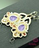 kolczyki soutache kremowo fioletowe kolczyki sutasz