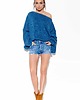 swetry damskie  Sweter odsłaniający ramię LS277 - jeans