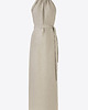 sukienki maxi damskie Lniana sukienka elegancka maxi - Amalfi Beżowy