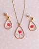 komplet biżuterii Wyjątkowy komplet kolczyki i naszyjnik CZERWONA GIPSÓWKA