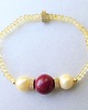 bransoletki z kamieni naturalnych Elegancka bransoletka ze złotą perłą słodkowodną, cytrynami i cynobrem