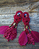 kolczyki soutache Bordowe boho kolczyki soutache z piórkami