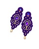 kolczyki soutache Kolczyki sutasz fioletowe ze złotem Olia wieczorowe z kryształkami