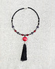 kolie Naszyjnik Choker z Czerwoną Kulą i Czarnym Chwostem - 7102