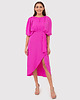 sukienki midi damskie Różowa sukienka midi o luźnym kroju DA1506 HOT PINK