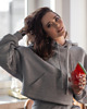 bluza z kapturem damska Szara bluza bawełniana krótka