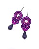 kolczyki soutache Kolczyki sutasz fioletowo różowe kolorowe z dużą łezką Cleo