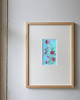 obrazy Akwarela Kwiaty oryginalny obraz niebieski papier 10,5x22 cm