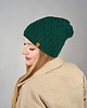 czapki damskie Modna ciepła czapka damska butelkowa zieleń zimowa pleciona