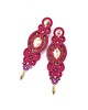 kolczyki soutache Kolczyki sutasz różowe ze złotem Ismara wieczorowe z kryształkami