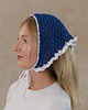 apaszki Szydełkowa chustka bandana bawełna organiczna z falbanką letnia niebieska