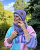 czapki damskie Bawełniana czapka beanie logo ekoskórka Jasny fiolet