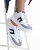 sneakersy damskie Sneakersy skórzane -  biało/czarne/popiel  (7205)