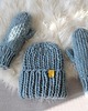 czapki damskie Wełniana czapka i rękawiczki z wełny i alpaki WOOLY błękit