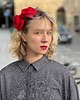 spinki i klamry do włosów 100% MERINO Czerwona RÓŻA SPINKA BROSZKA PIN