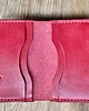 portfele damskie Czerwony portfel ze skóry na karty ręcznie uszyty.