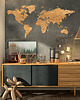 Ozdoby na ścianę Drewniana Mapa Świata 120x60x06 cm Granice