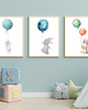 obrazy i plakaty do pokoju dziecięcego Zestaw 3 obrazki plakaty króliczki balony