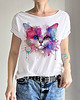 t-shirt damskie Kotek kreski akwarele Biały Oversize