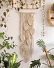 makramy Makrama, plecione piórka listki, dekoracja na ścianę w stylu boho