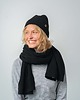 szale damskie Szal Wełniany MANUL Czarny- duży lekki pluszowy szalik 100% Merino RWS