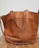 torby na ramię Duża koniakowa skórzana torba z dużymi kieszeniami