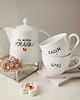 kubki Zestaw biały porcelanowy dzbanek 1 litr i 2 kubki porcelanowe 500 ml - motyw