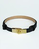 paski damskie Skórzany regulowany pasek damski ze złotą klamrą Kallie Czarny