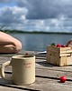 kubki i filiżanki Duży Ceramiczny Kubek Handmade 420 ml Beżowy z Napisem Mommy Time
