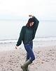 swetry damskie  Sweter handmade  z wełną  szmaragdowa zieleń