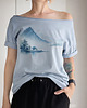 t-shirt damskie Jezioro góry japoński krajobraz Bladoniebieski Oversize