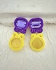 kolczyki soutache Kolczyki sutasz fioletowo-żółte na sztyft