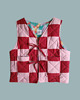 kamizelki damskie Pikowana kamizelka patchwork szachownica - roz. M
